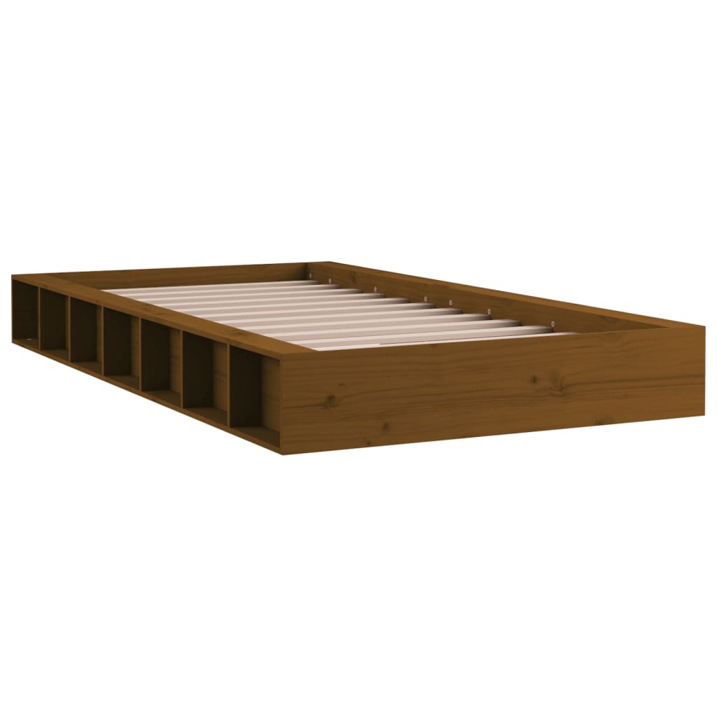 vidaXL gultas rāmis, medus brūns, 75x190 cm, vienvietīgs, masīvkoks