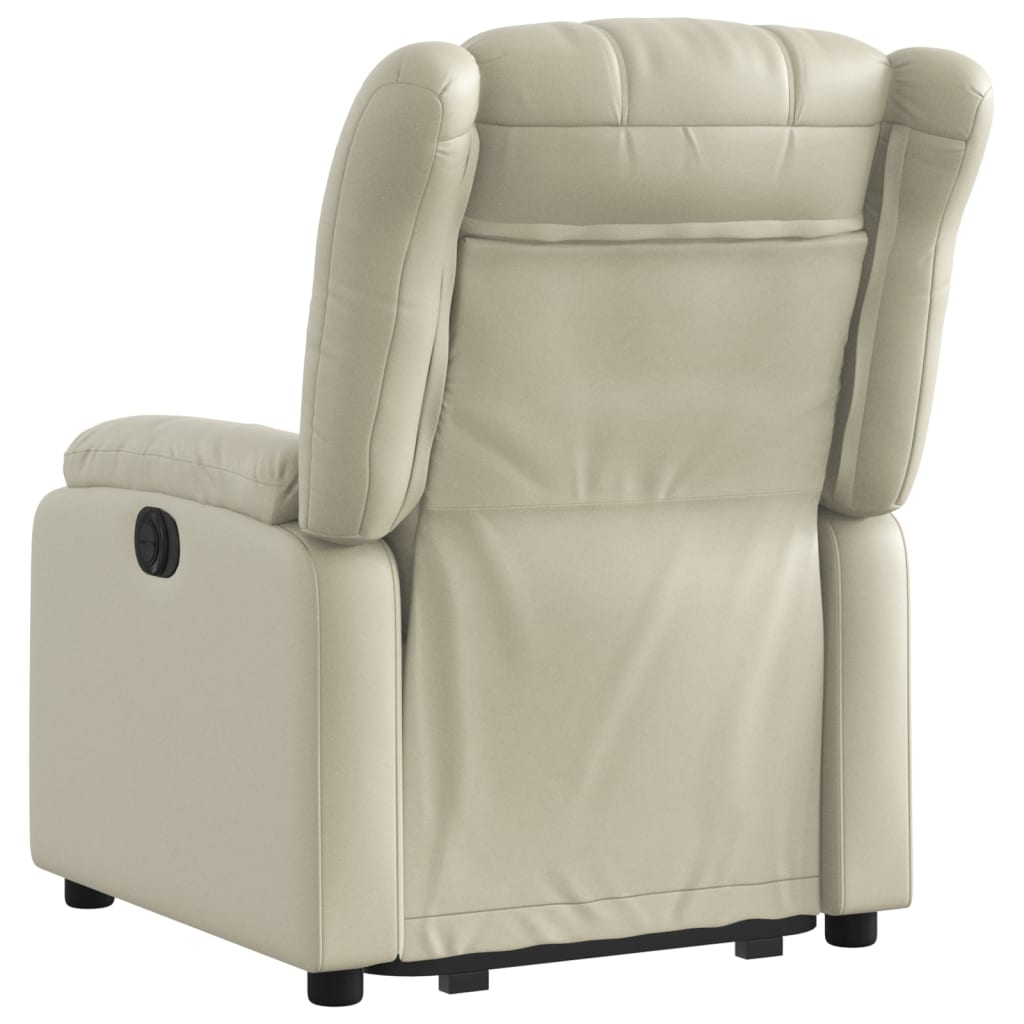 vidaXL paceļams atpūtas krēsls, krēmkrāsas mākslīgā āda