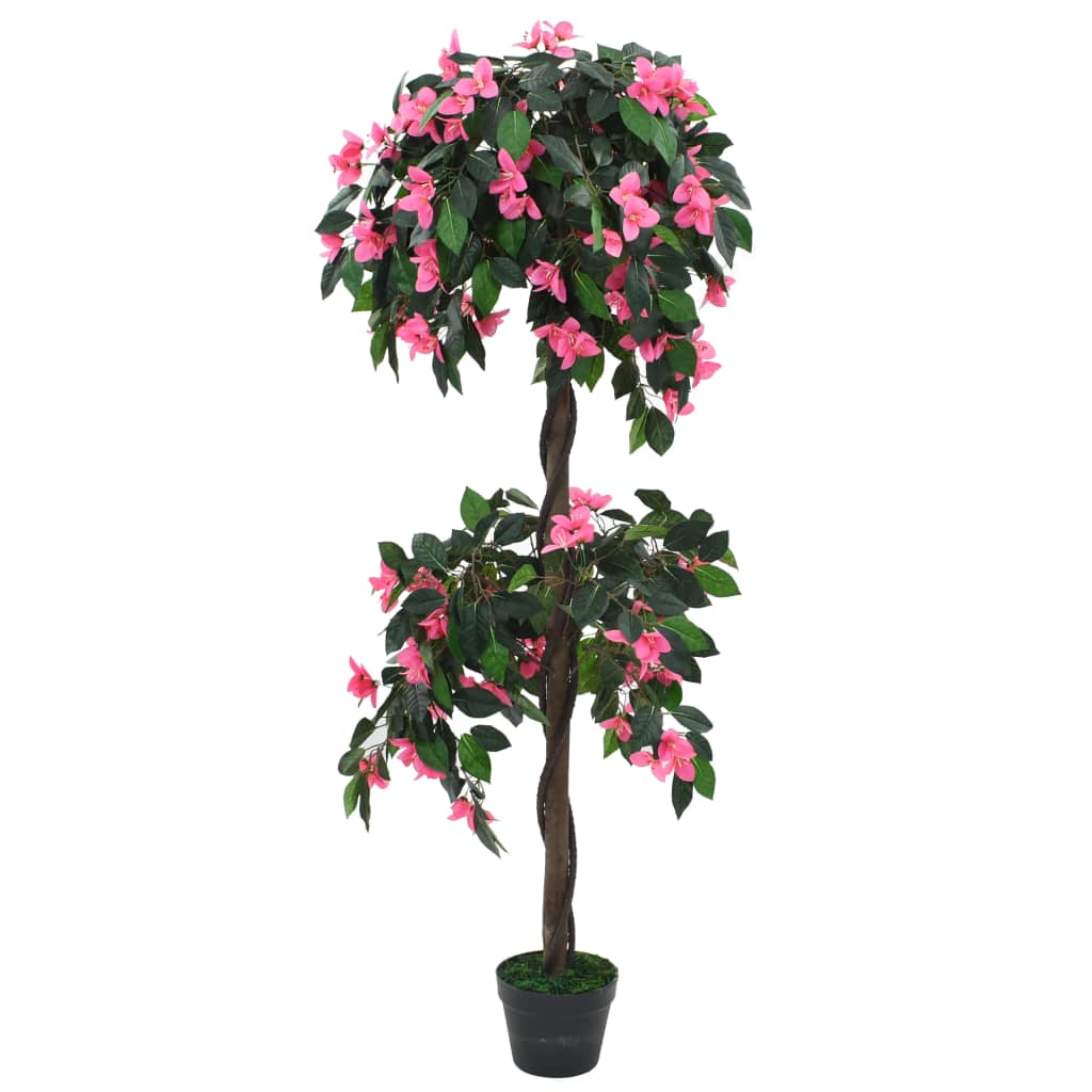 vidaXL mākslīgais augs, rododendrs ar podiņu, 155 cm, zaļš ar rozā
