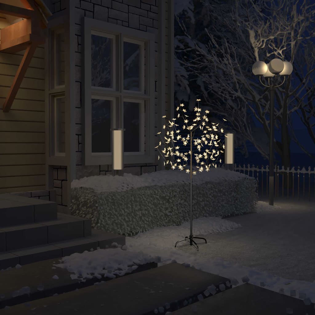 vidaXL Ziemassvētku koks, 120 LED, silti balta gaisma, ķirsis, 150 cm