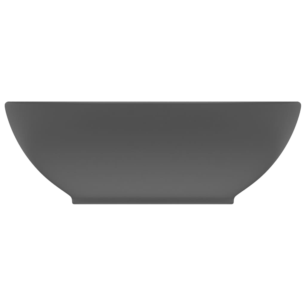 vidaXL izlietne, ovāla forma, 40x33 cm, matēta tumši pelēka keramika