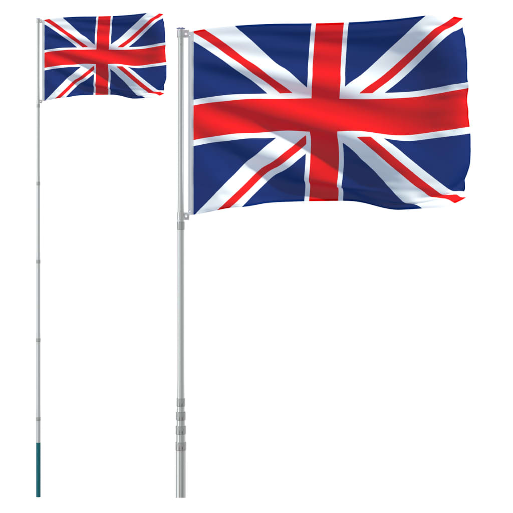 vidaXL Lielbritānijas karogs un masts, 5,55 m, alumīnijs