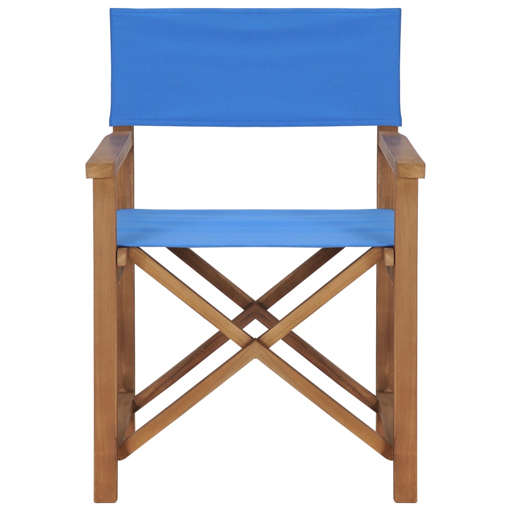 vidaXL režisora krēsli, 2 gab., zili, masīvs tīkkoks