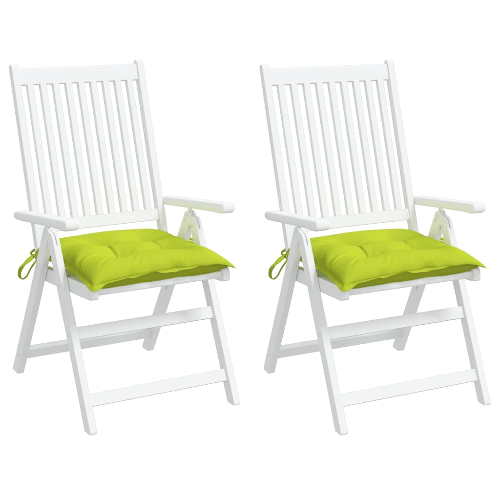 vidaXL dārza krēslu spilveni, 2 gab., spilgti zaļi, 40x40x7 cm, audums