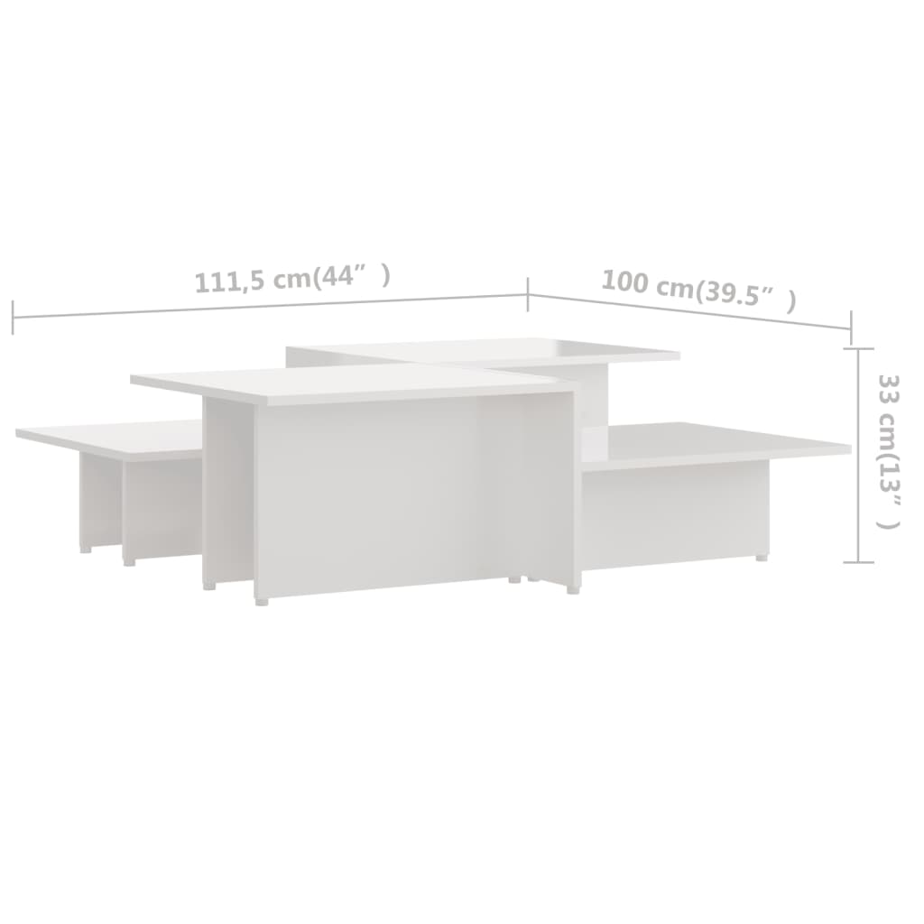 vidaXL kafijas galdiņi, 2 gb., balti, 111,5x50x33cm, inženierijas koks
