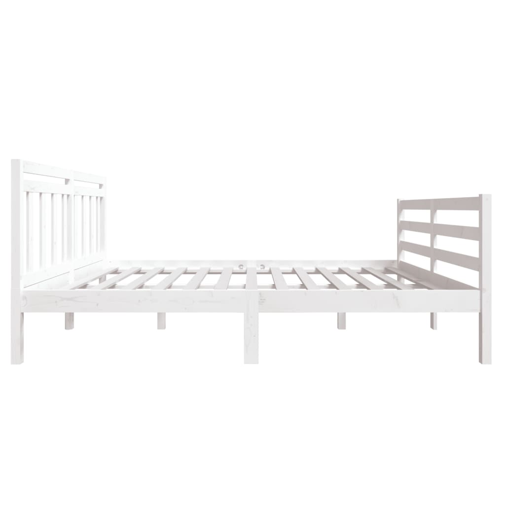vidaXL gultas rāmis, balts, masīvkoks, 140x190 cm