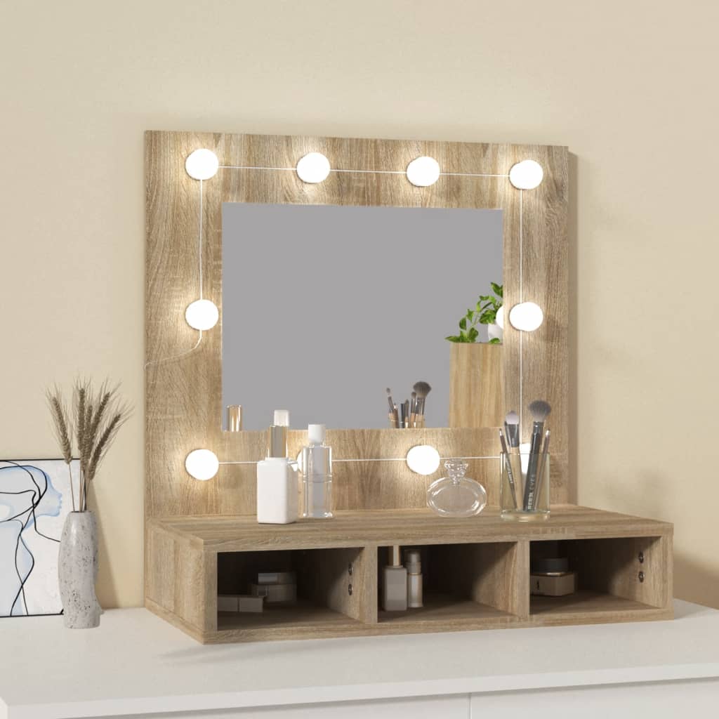 vidaXL spoguļskapītis ar LED, ozolkoka krāsa, 60x31,5x62 cm