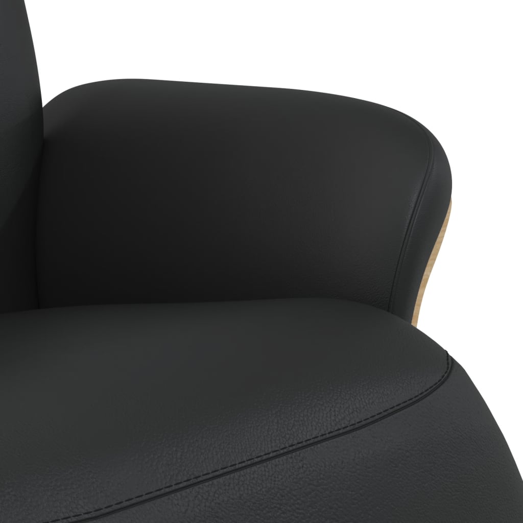 vidaXL atpūtas krēsls ar kāju balstu, atgāžams, melna mākslīgā āda