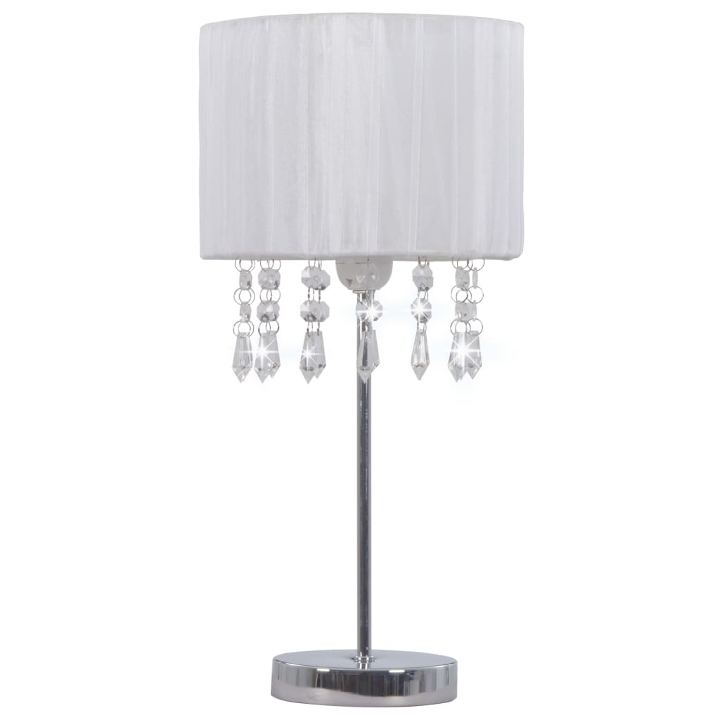 vidaXL galda lampa, apaļa, E27, balta