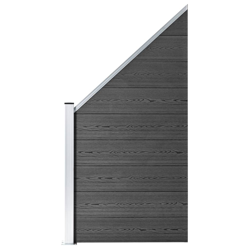 vidaXL žoga paneļu komplekts, 446x(105-186) cm, melns WPC