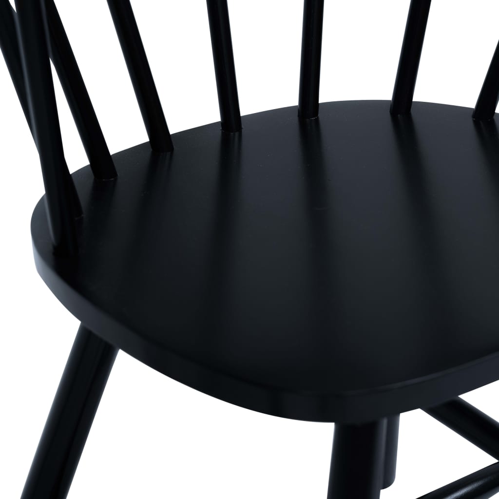 vidaXL virtuves krēsli, 6 gab., melni, masīvs gumijkoks