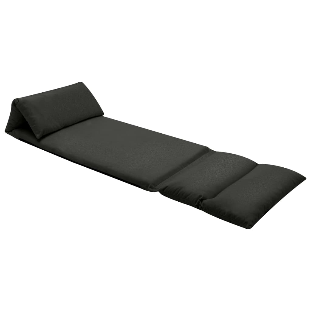 vidaXL salokāms grīdas krēsls, melna mikrošķiedra