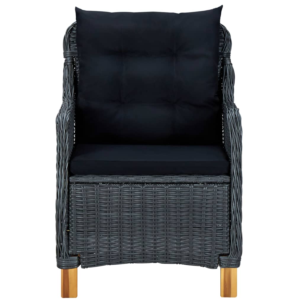 vidaXL dārza krēsli ar matračiem, 2 gab., tumši pelēka PE rotangpalma