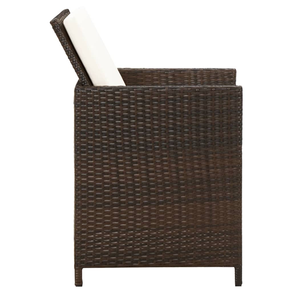 vidaXL dārza krēsli, 4 gab., ar matračiem, PE rotangpalma, brūni