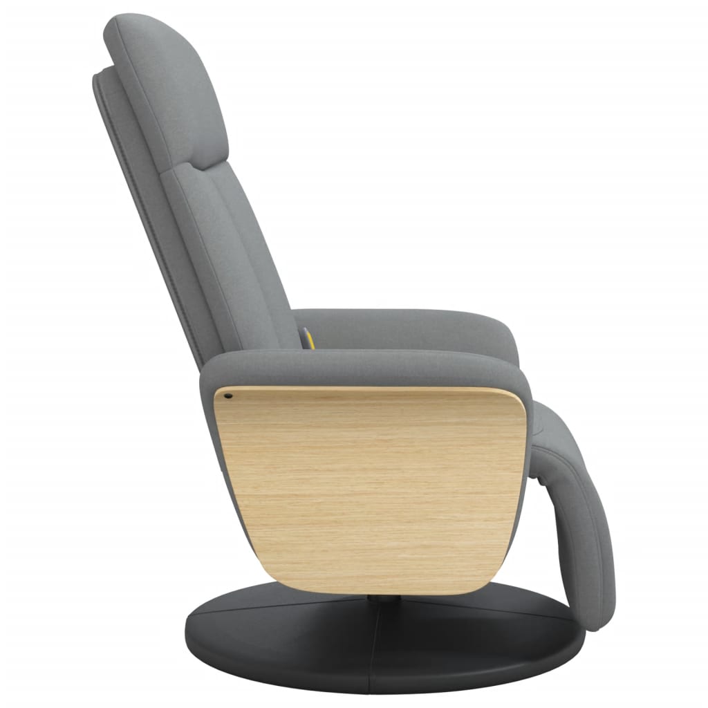 vidaXL masāžas krēsls ar kāju balstu, gaiši pelēks audums