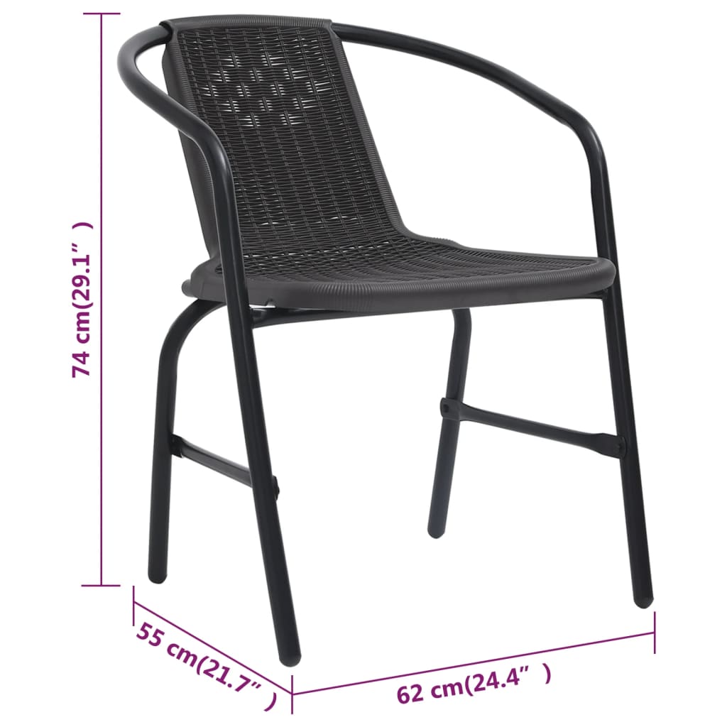vidaXL dārza krēsli, 8 gab., plastmasas rotangpalma, tērauds, 110 kg