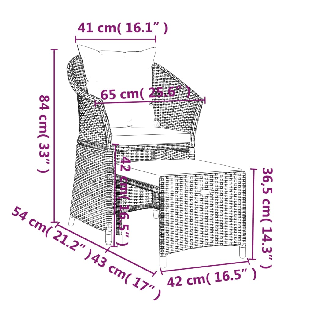 vidaXL 2-daļīgs dārza atpūtas mēbeļu komplekts, brūna PE rotangpalma