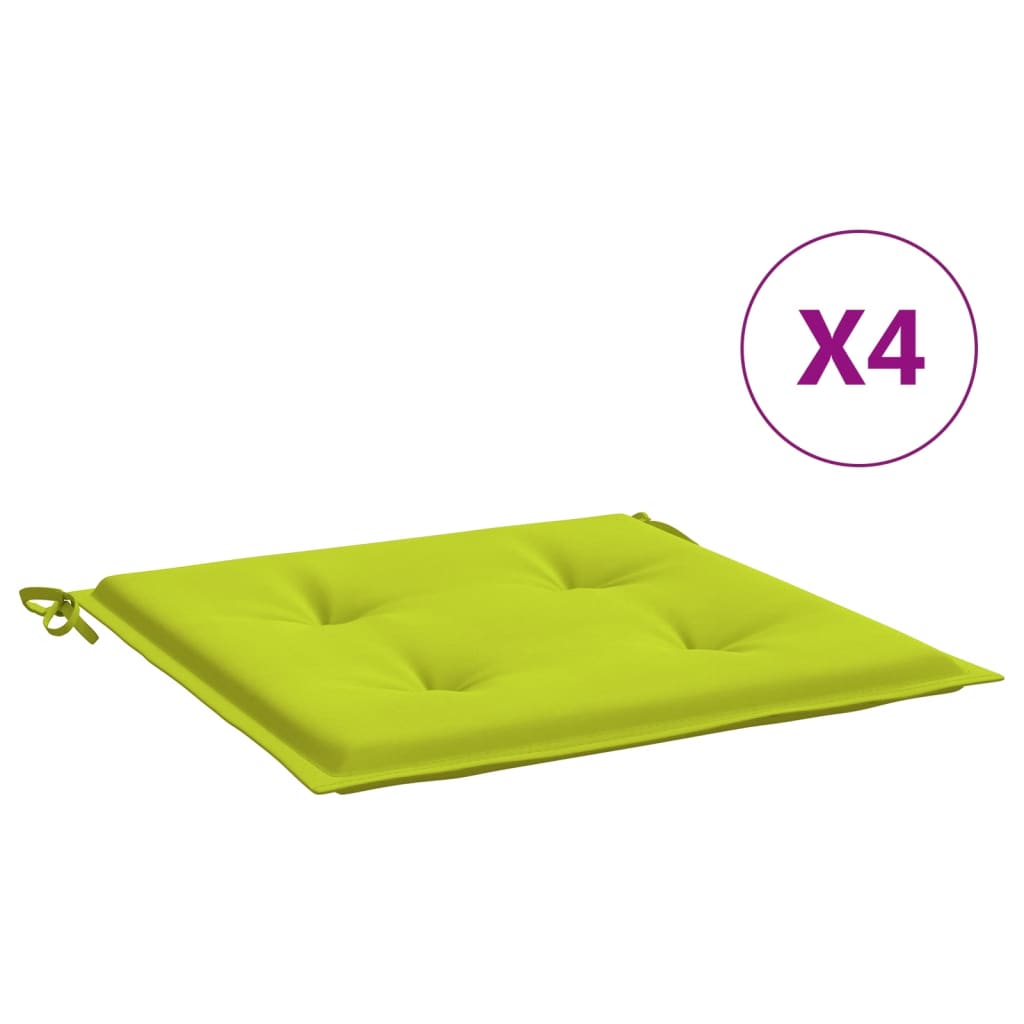 vidaXL dārza krēslu matrači, 4 gab., 50x50x4 cm, spilgti zaļš audums