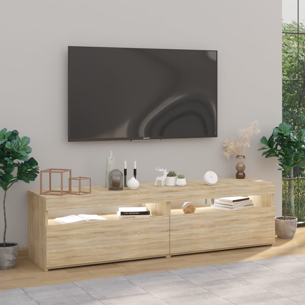 vidaXL TV skapīši ar LED lampiņām, 2 gab., ozola krāsā, 75x35x40 cm