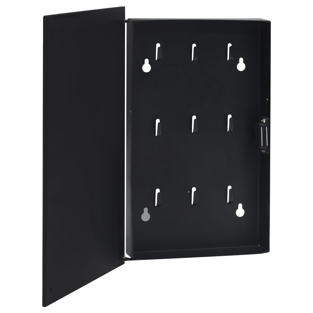 vidaXL atslēgu skapītis ar magnētisku tāfeli, melns, 30x20x5,5 cm