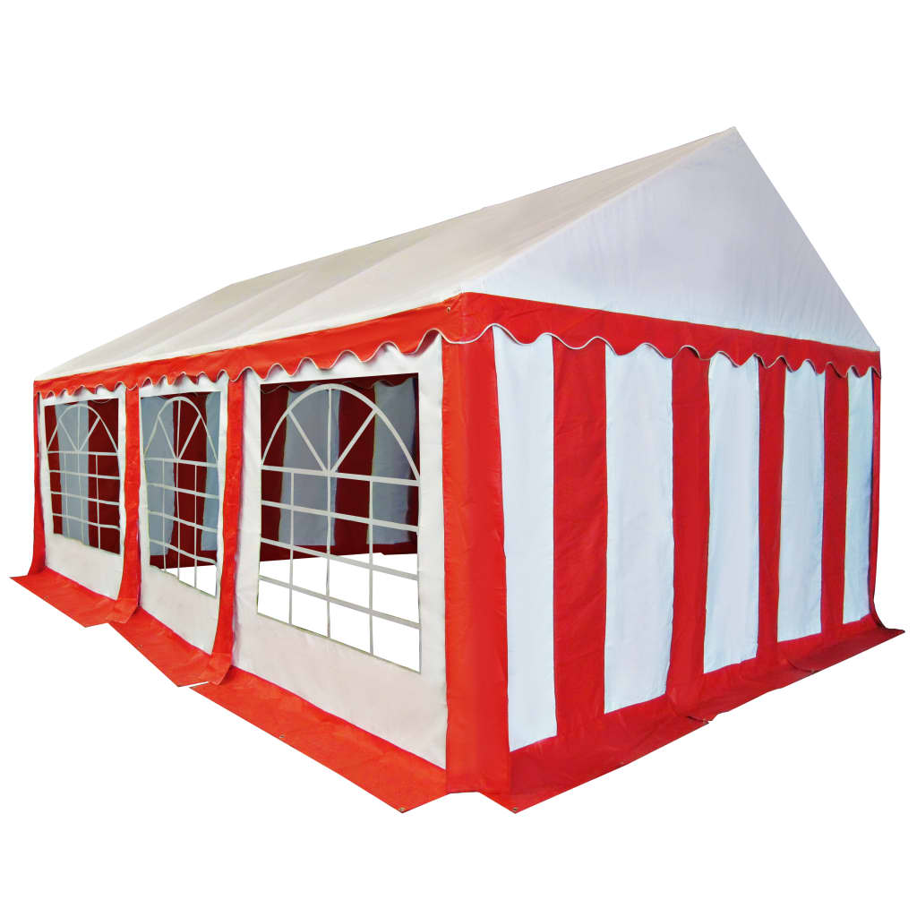 vidaXL dārza nojume, telts, PVC, 4x6 m, sarkana ar baltu