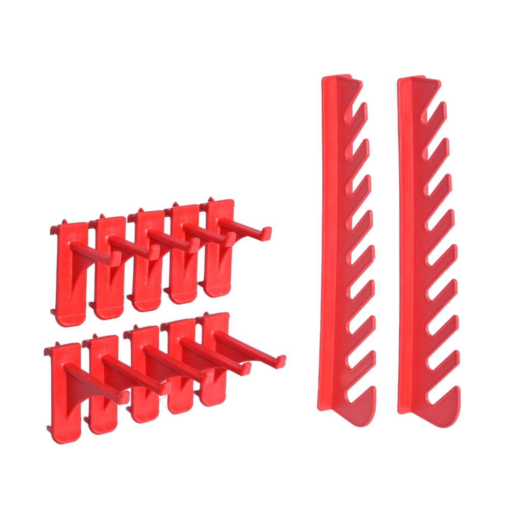 vidaXL 103-daļīgs sienas plaukts ar kastēm un paneļiem, melns, sarkans
