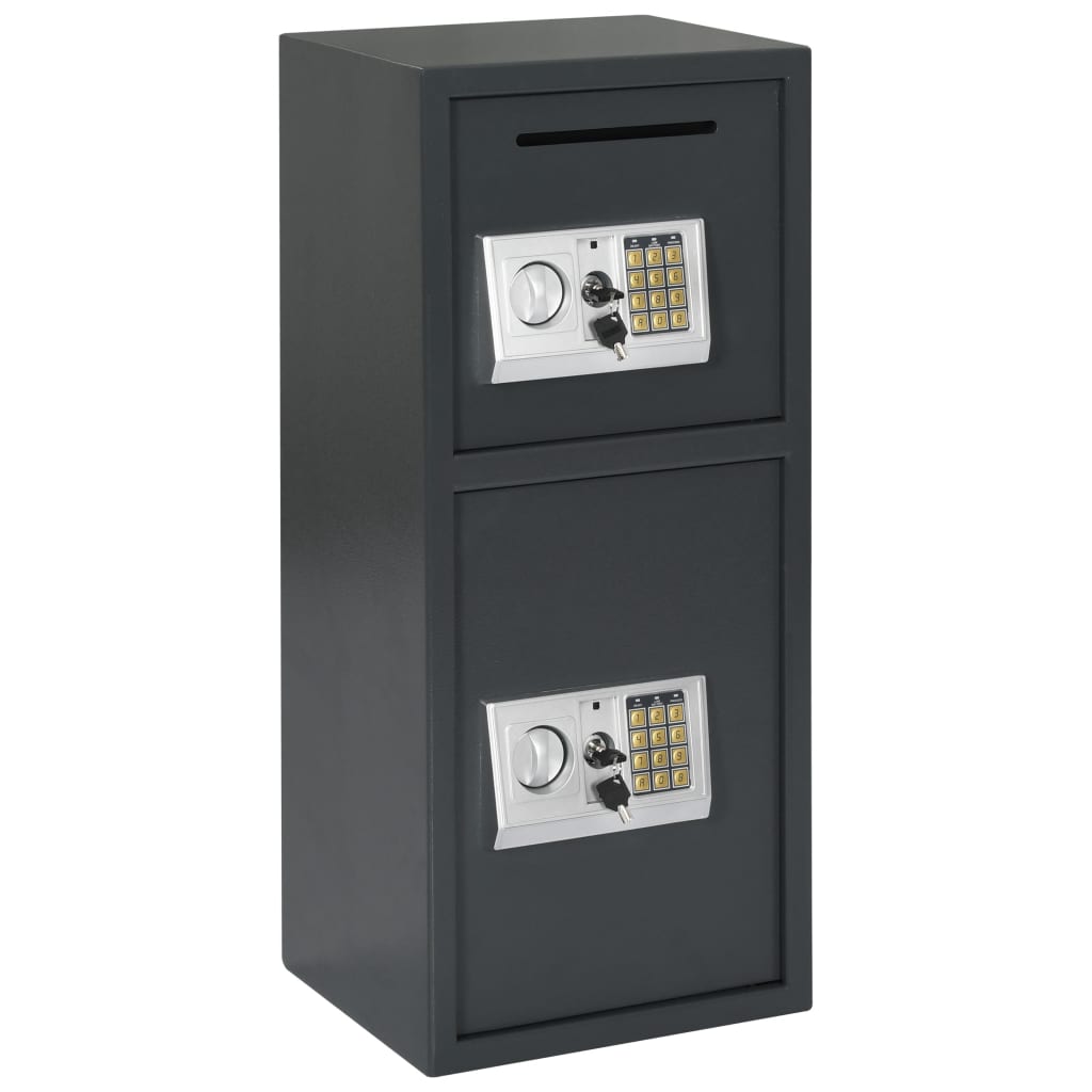 vidaXL digitālais seifs ar dubultām durvīm, 35x31x80 cm, tumši pelēks