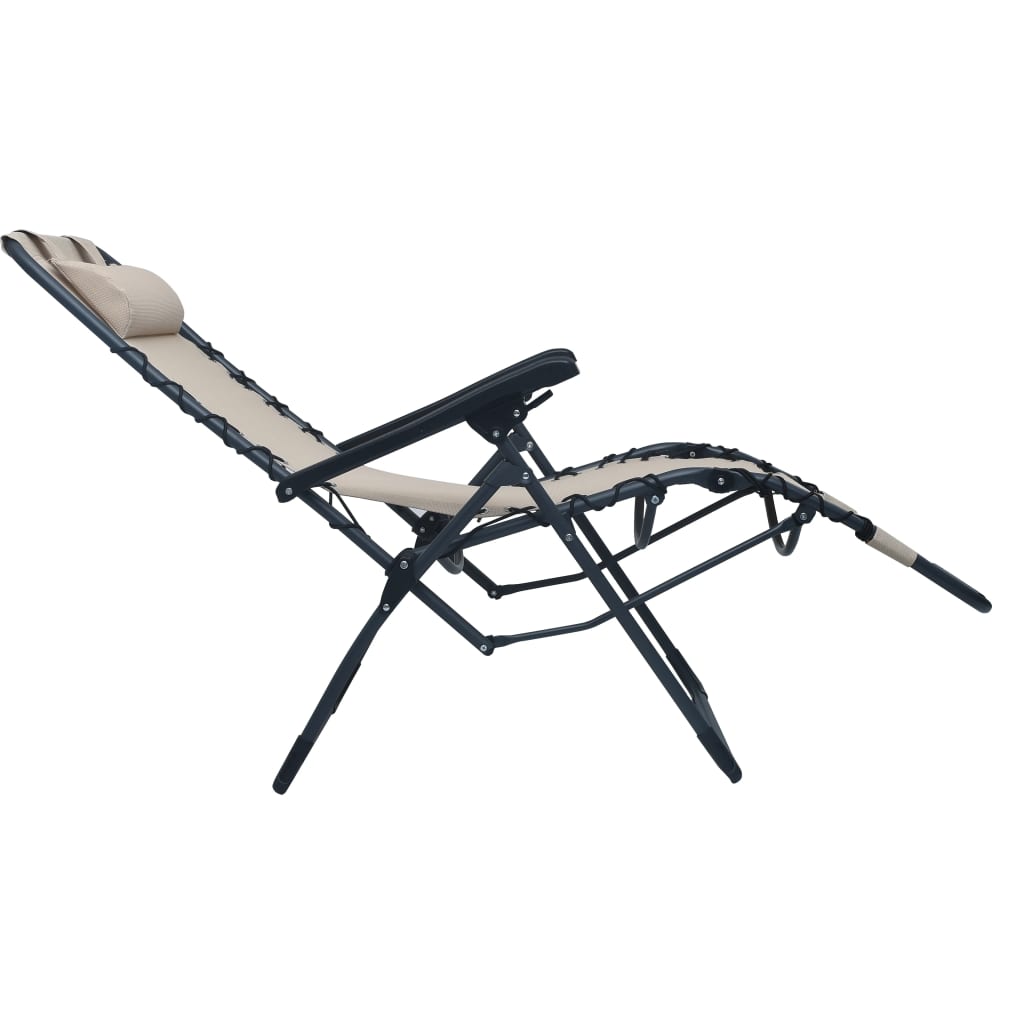vidaXL salokāms pludmales krēsls, krēmkrāsas tekstilēns
