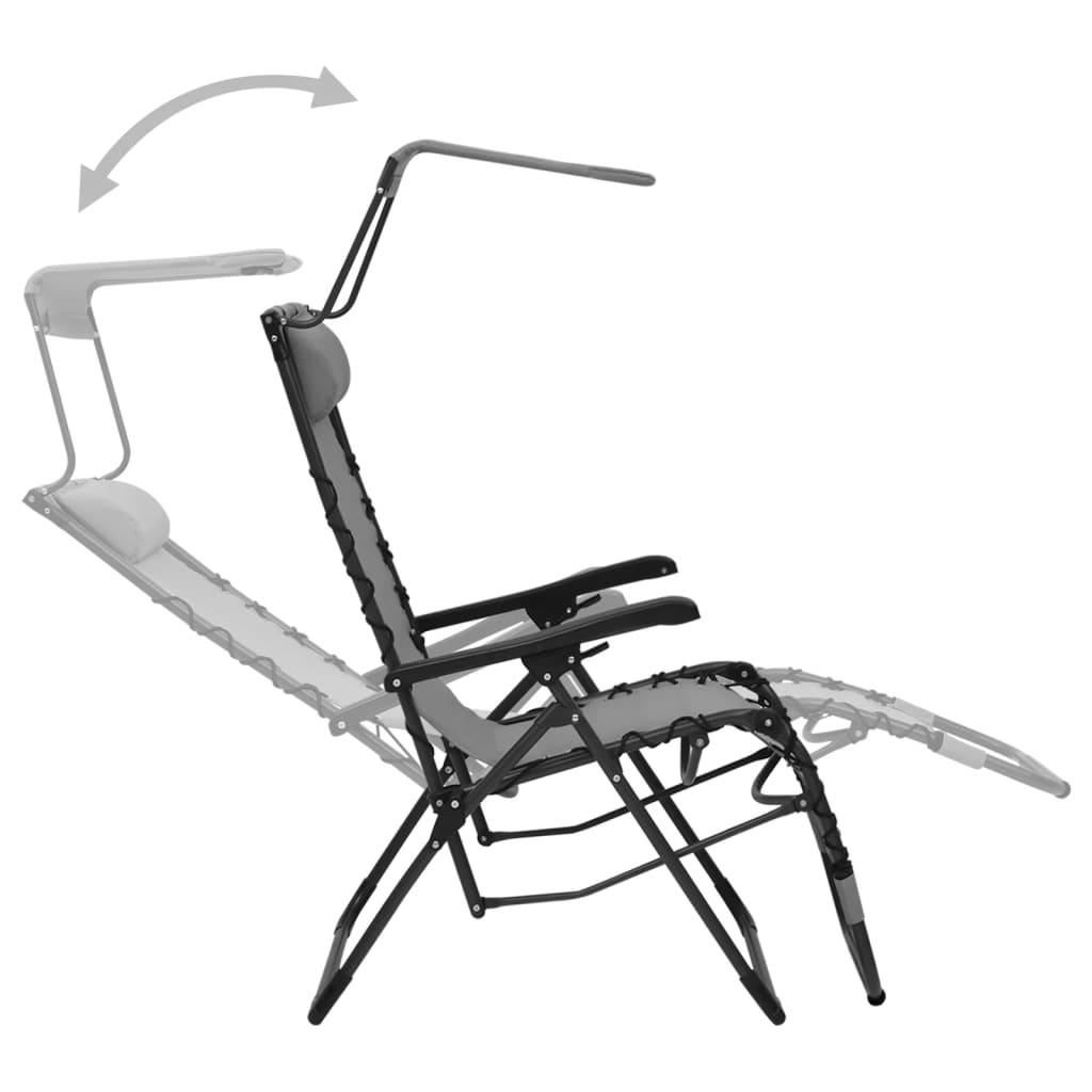 vidaXL salokāmi pludmales krēsli, 2 gab., pelēks tekstilēns