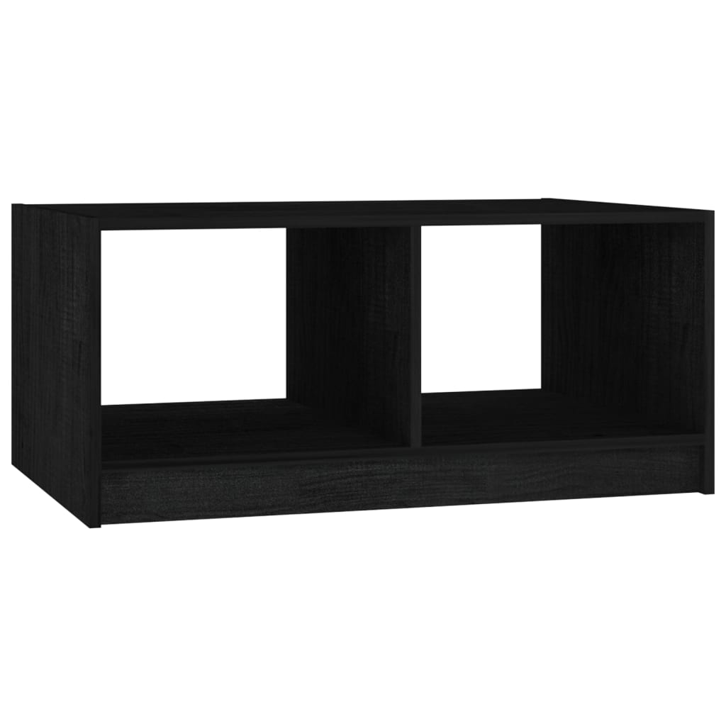 vidaXL kafijas galdiņš, melns, 75x50x33,5 cm, priedes masīvkoks