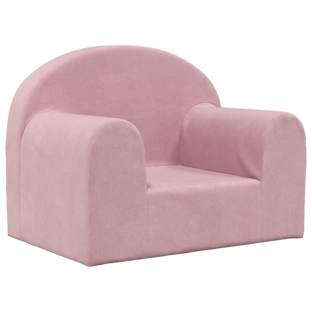vidaXL bērnu dīvāns, rozā, mīksts plīšs