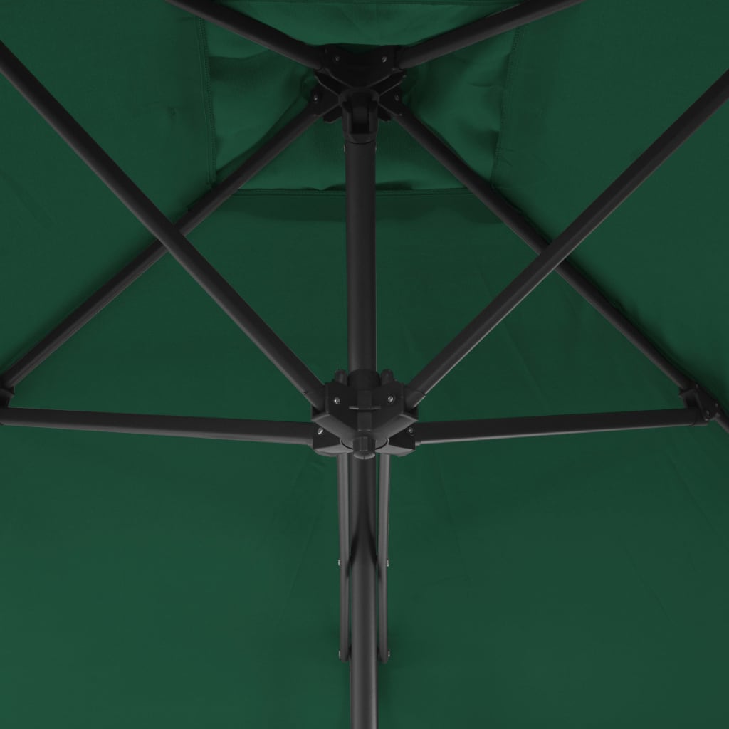 vidaXL dārza saulessargs ar tērauda kātu, 300 cm, zaļš