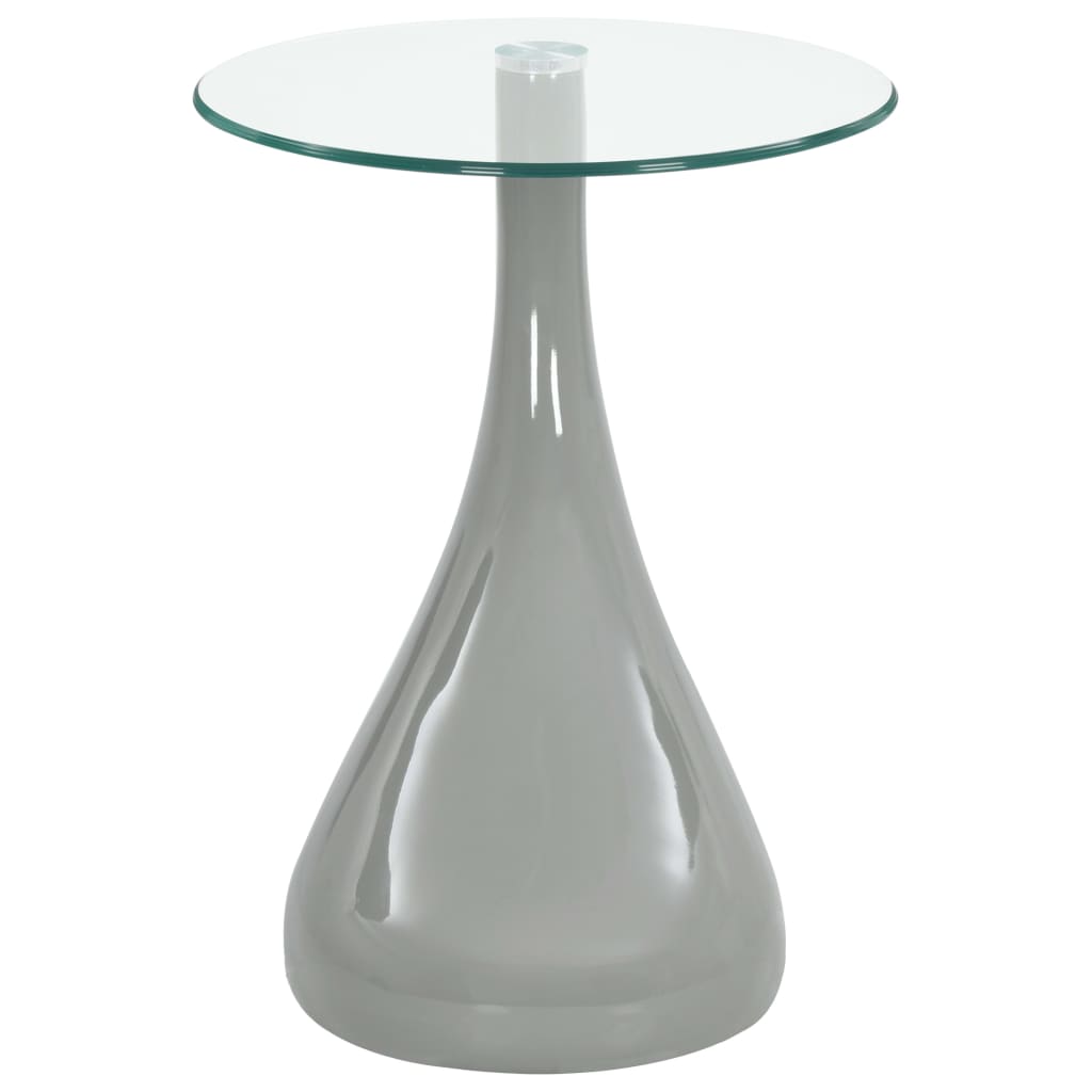 vidaXL kafijas galdiņi, 2 gab., apaļas formas stikla virsma, pelēki