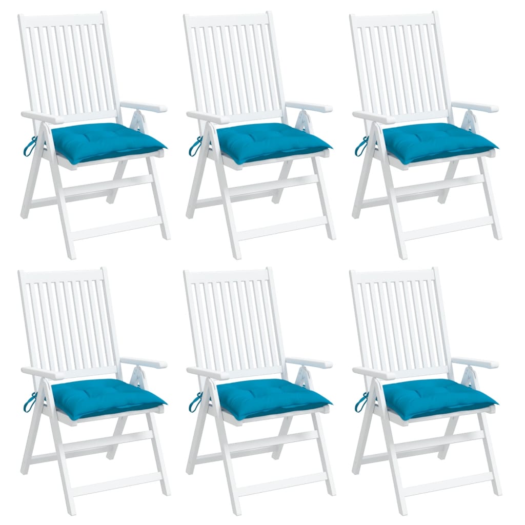 vidaXL dārza krēslu spilveni, 6 gab., gaiši zili, 40x40x7 cm, audums