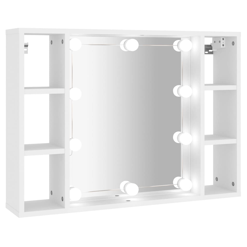vidaXL spoguļskapītis ar LED, balts, 76x15x55 cm