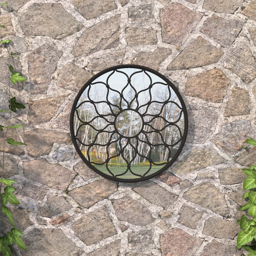 vidaXL dārza spogulis, melns, 60x3 cm, dzelzs, izmantošanai ārā