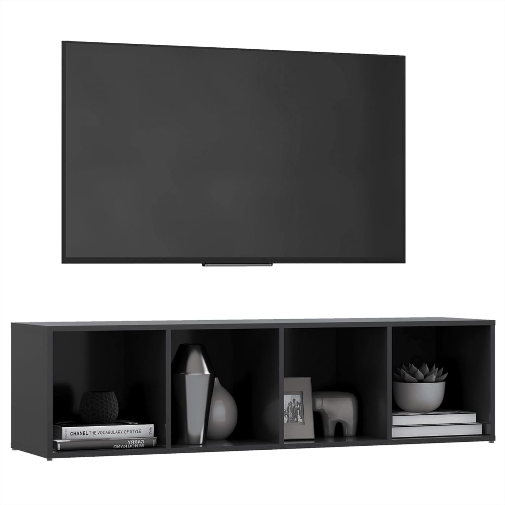 vidaXL TV plaukts, pelēks, 142,5x35x36,5 cm, skaidu plāksne