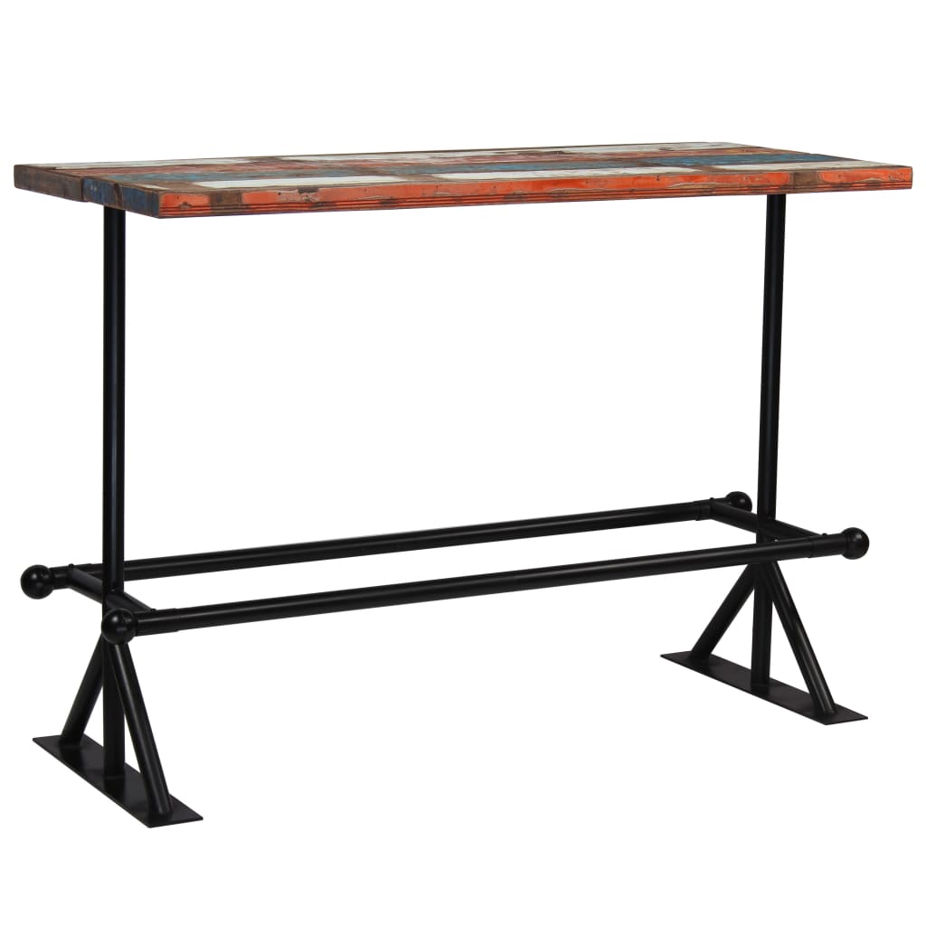 vidaXL bāra galds, 150x70x107 cm, pārstrādāts masīvkoks, daudzkrāsains