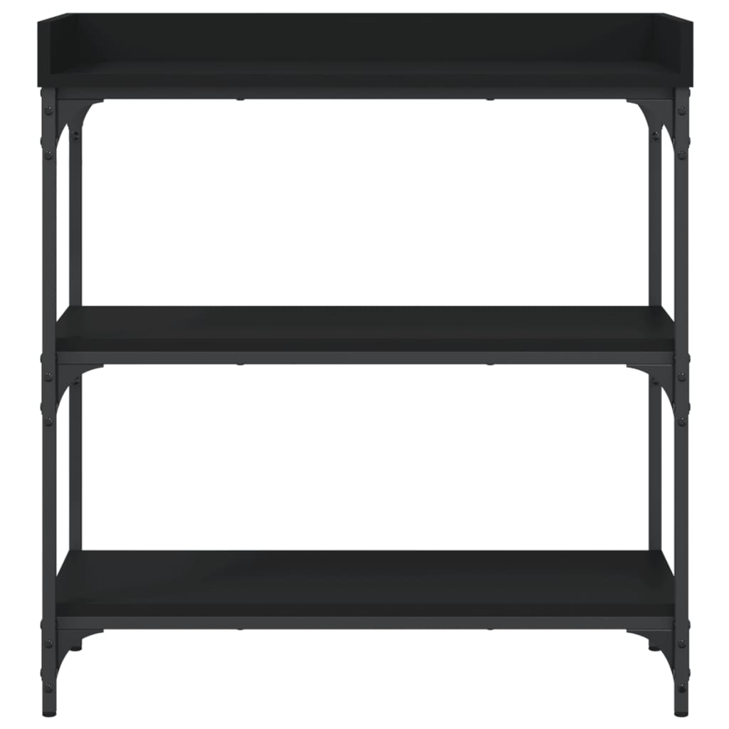 vidaXL konsoles galdiņš ar plauktiem, melns, 75x30x80 cm
