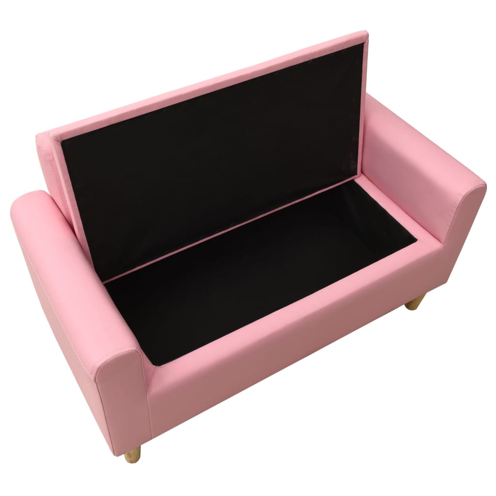 vidaXL divvietīgs bērnu dīvāns, rozā mākslīgā āda