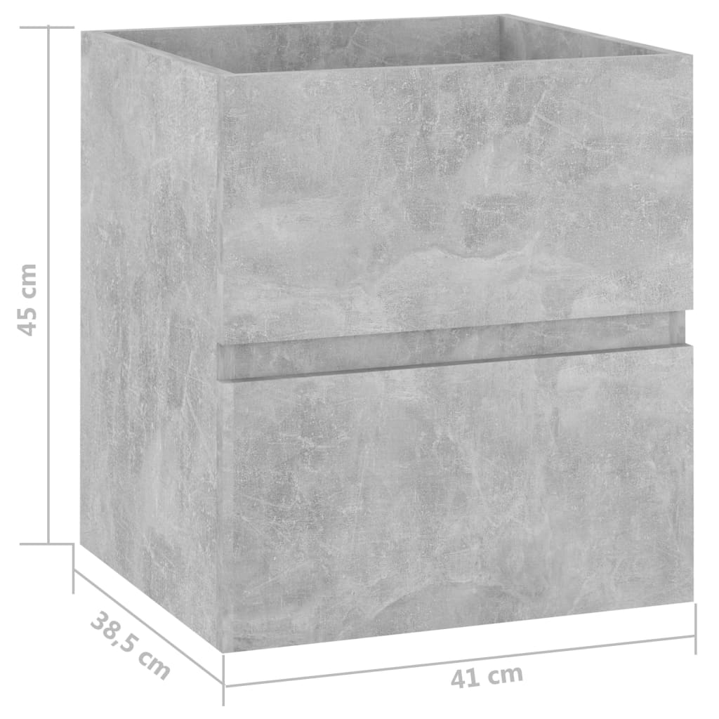 vidaXL izlietnes skapītis, betona pelēks,41x38,5x45 cm, skaidu plāksne