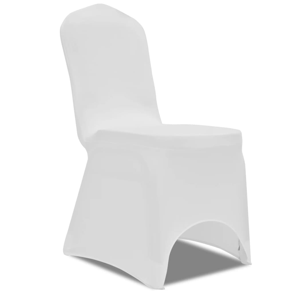 vidaXL krēslu pārvalki, 18 gab., balts elastīgs audums