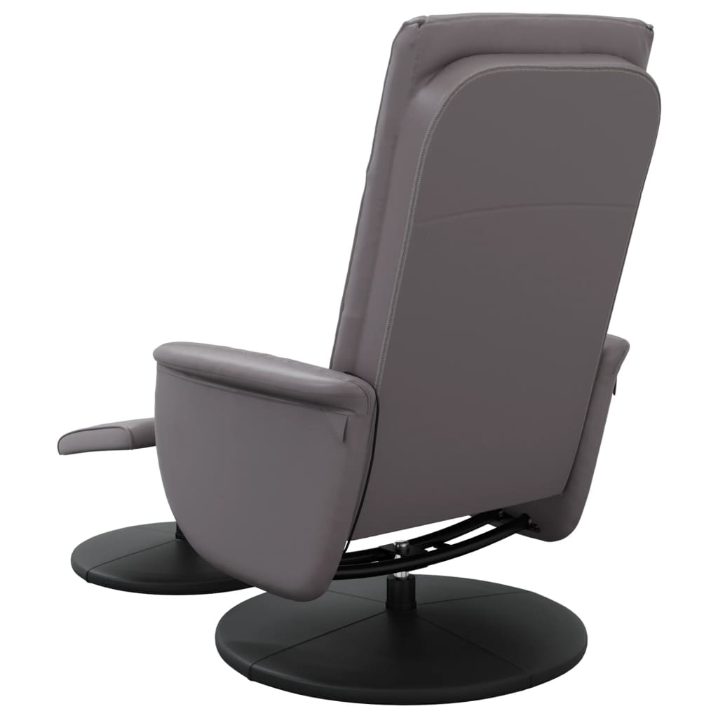 vidaXL masāžas krēsls ar kāju soliņu, atgāžams, pelēka mākslīgā āda