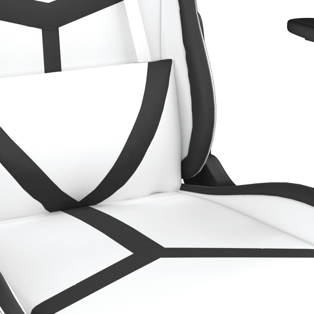 vidaXL masāžas datorspēļu krēsls, balta un melna mākslīgā āda