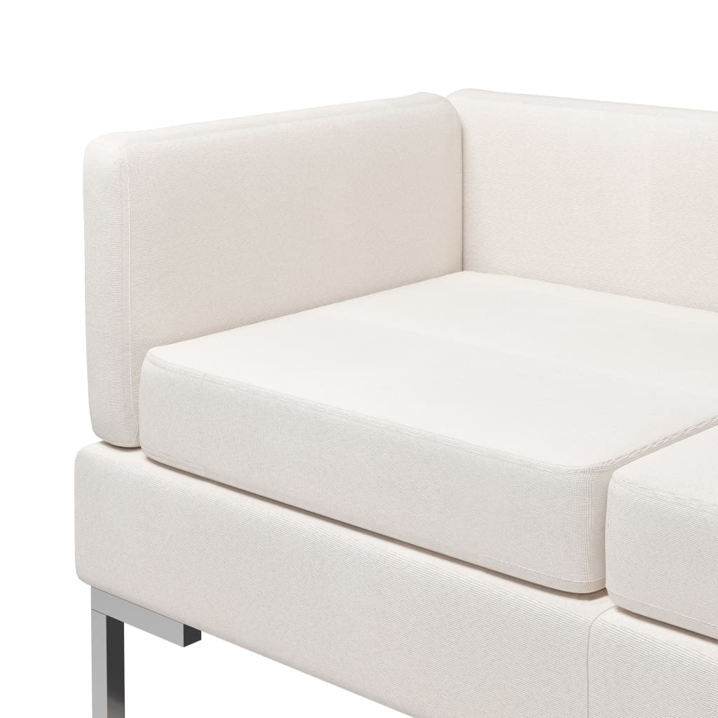 vidaXL četrdaļīgs dīvāna komplekts, krēmkrāsas audums