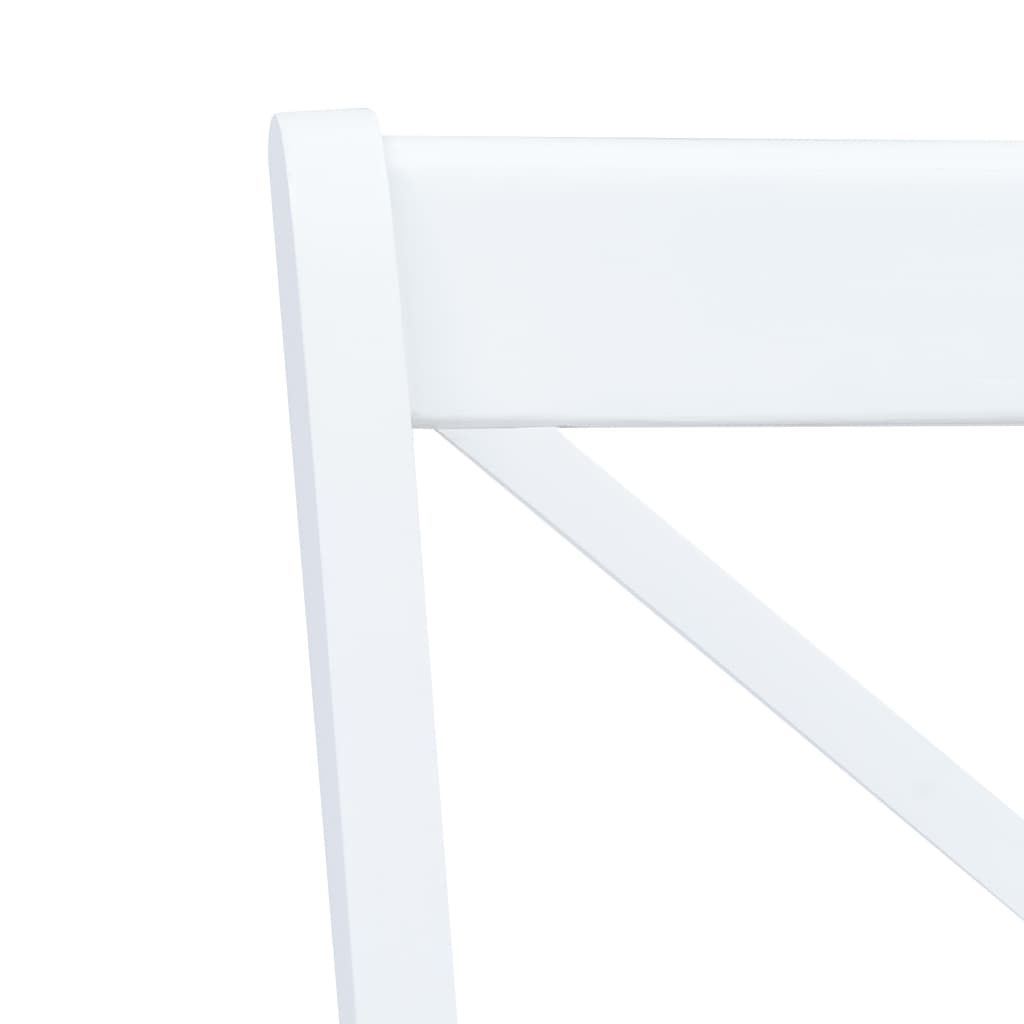 vidaXL virtuves krēsli, 6 gab., balti, dabīga krāsa, masīvs gumijkoks