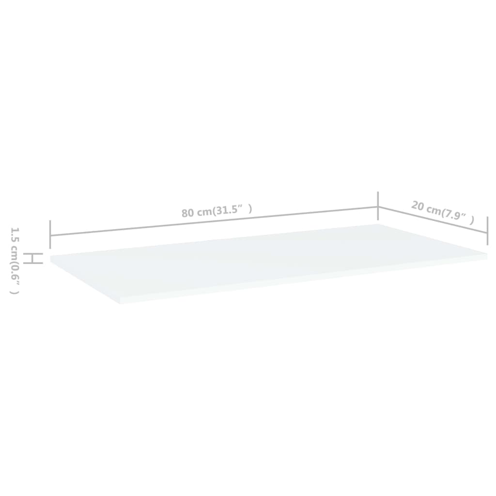vidaXL plauktu dēļi, 4 gab., balti, 80x20x1,5 cm, skaidu plāksne