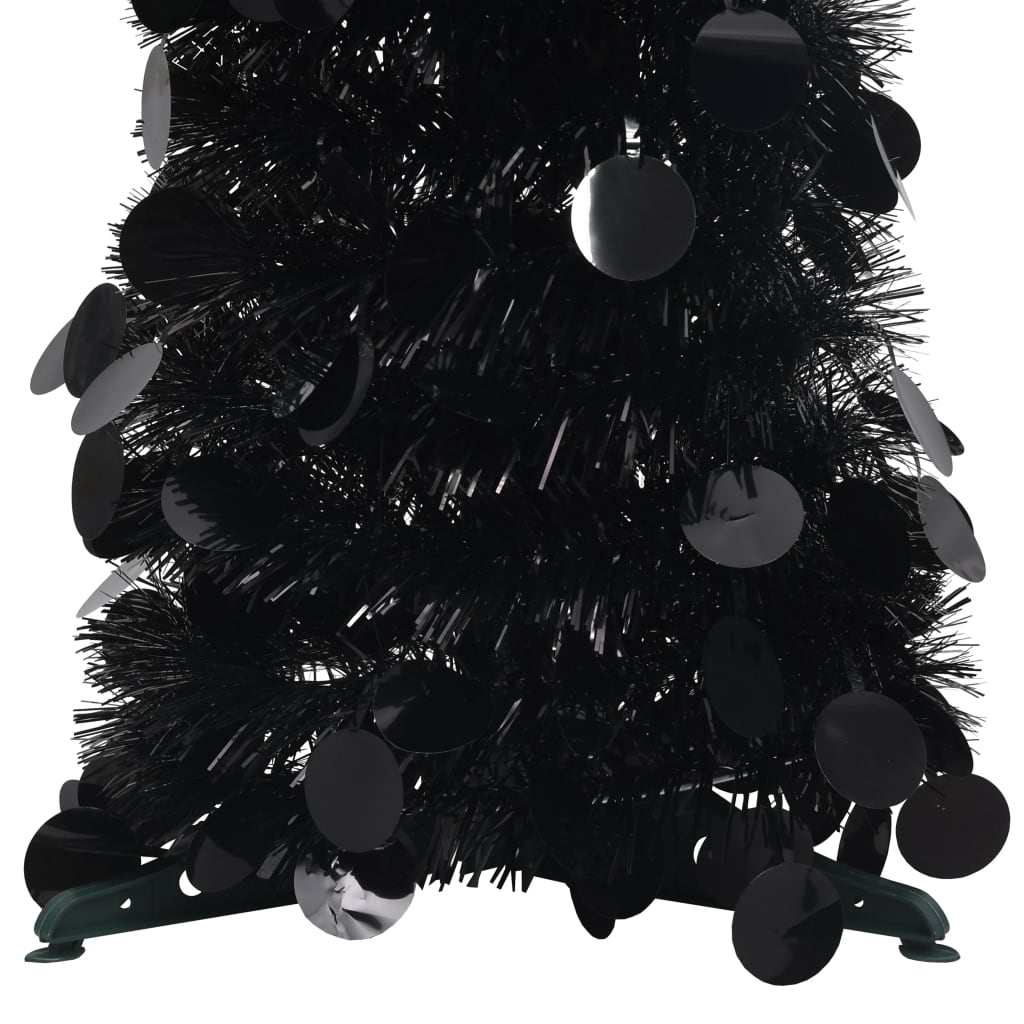 vidaXL mākslīgā Ziemassvētku egle, saliekama, 120 cm, melna, PET