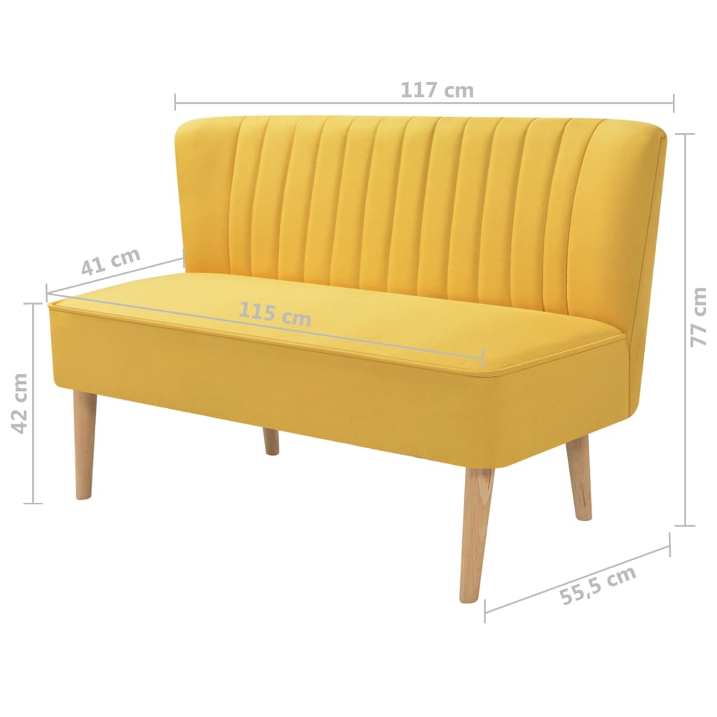 vidaXL auduma dīvāns, 117x55,5x77 cm, dzeltens