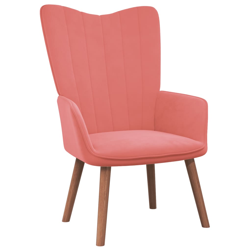 vidaXL atpūtas krēsls ar kāju balstu, rozā samts